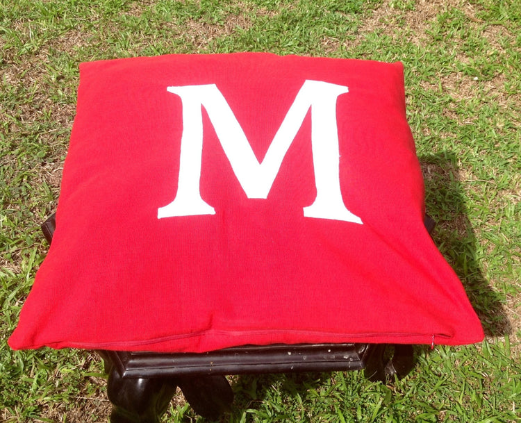 Euro Sham Monogram Covers Made to Order 65cmx65cm-Red and White 26 inches