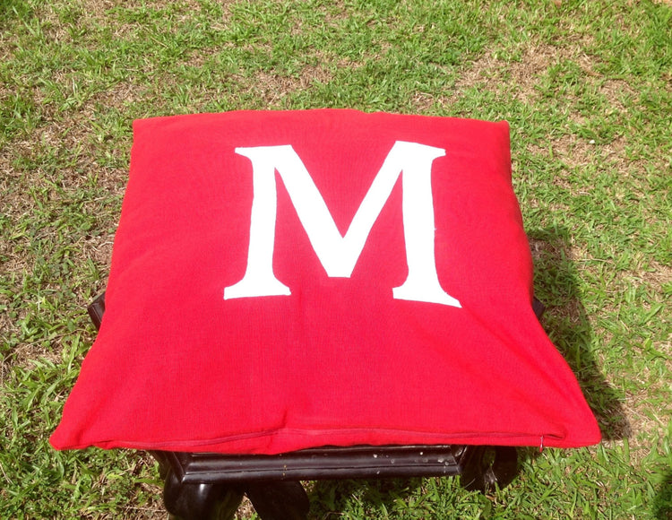 Euro Sham Monogram Covers Made to Order 65cmx65cm-Red and White 26 inches