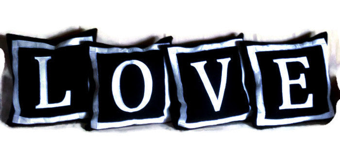 30% OFF Love Pillows Black and White 14"x14" EsI40 set of four custom made monogram pillow covers