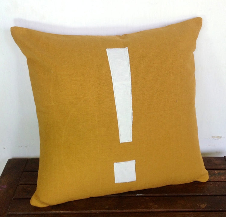 Mustard yellow monogram cushion cover-Symbol Exclamation mark 16 inch cushion cover-personalized monogram cover in stock