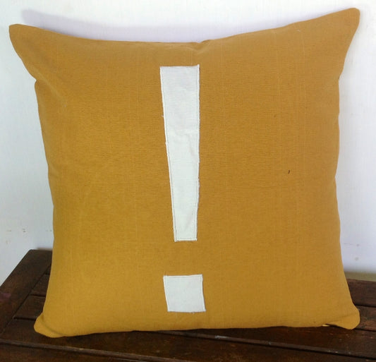 Mustard yellow monogram cushion cover-Symbol Exclamation mark 16 inch cushion cover-personalized monogram cover in stock