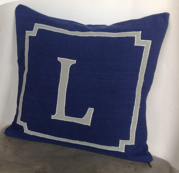 Monogram pillow cases, Euro shams, Euro pillow Cases, Cotton Euro 26 inches Navy Monogram Pillow Decorative Cover, Personalize Pillow Case