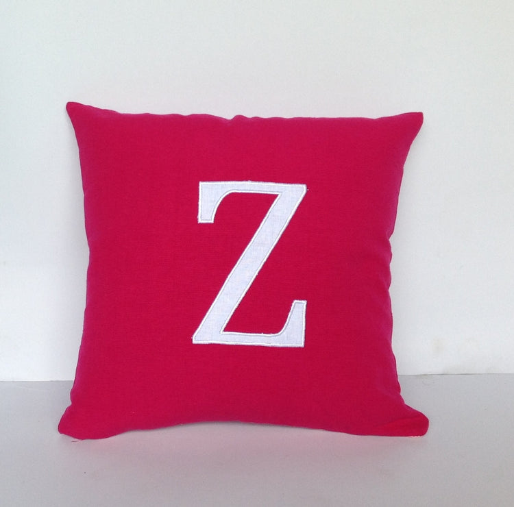 Perfect Monogram gift for her, Dark pink hot pink Monogrammed Pillows 16 inches Alphabet Pillow-  letter cushions