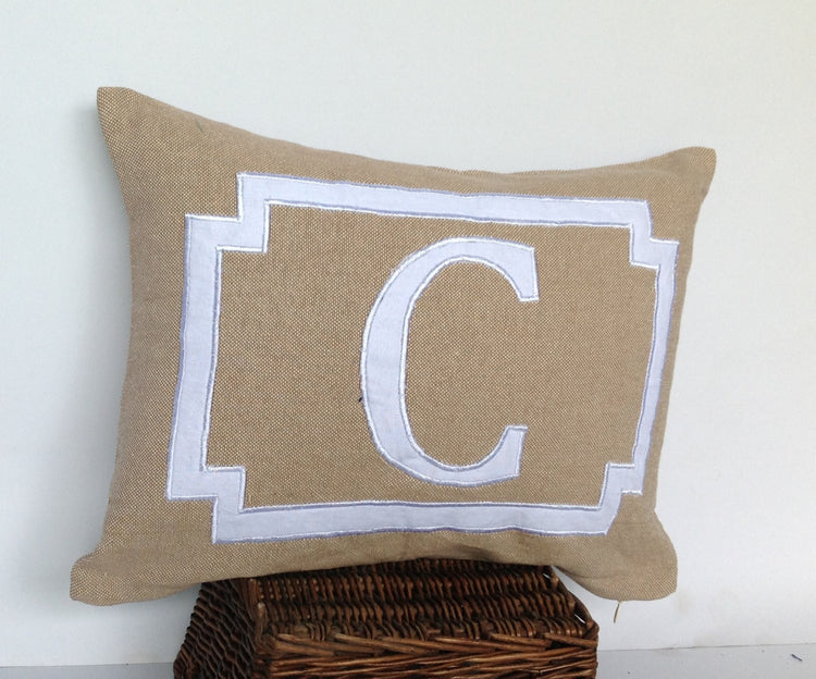 30% OFF Shabby Chic Pillows, Wedding Gift, Monogram Lumbar Pillows, Nursery Pillows, Alphabet Pillows