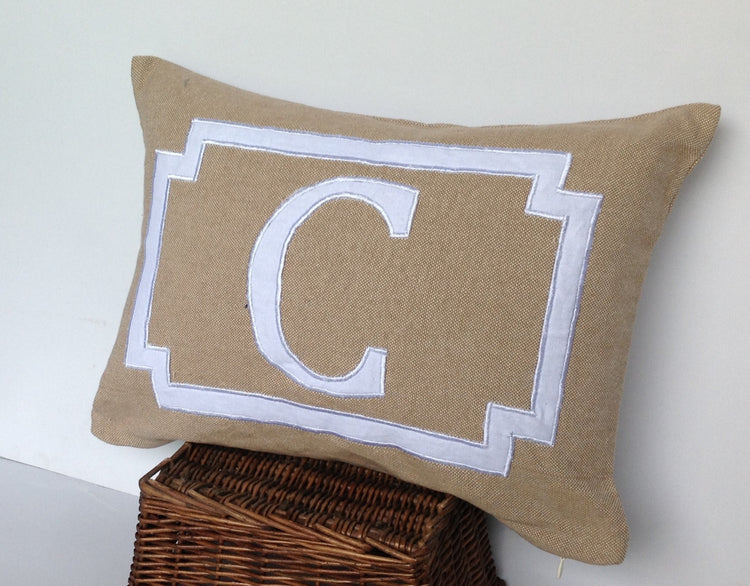 30% OFF Shabby Chic Pillows, Wedding Gift, Monogram Lumbar Pillows, Nursery Pillows, Alphabet Pillows