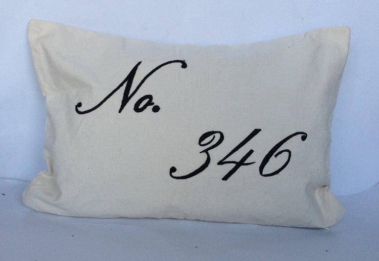 House number embroidered pillow cover- Custom house number pillow cover 12x20 Hostess Gift