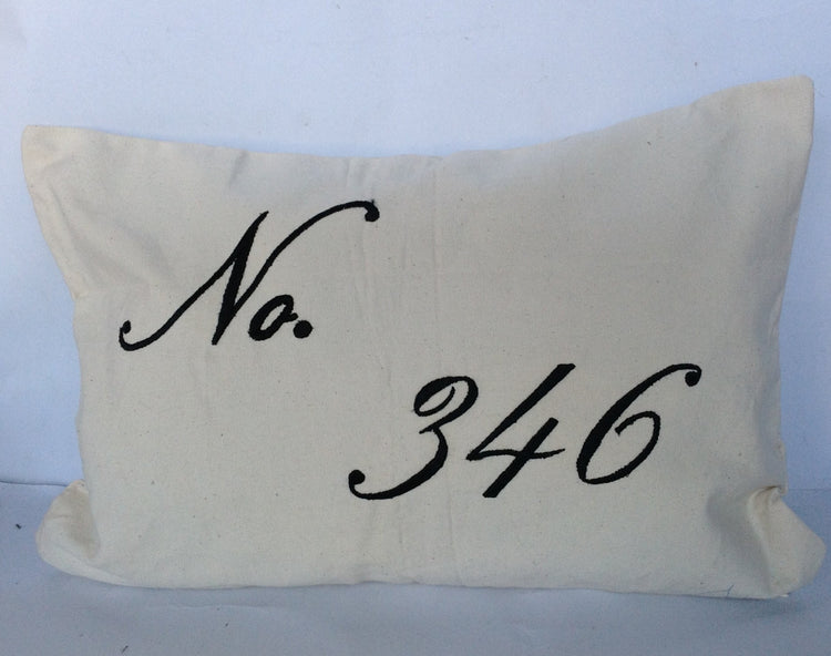 House number embroidered pillow cover- Custom house number pillow cover 12x20 Hostess Gift