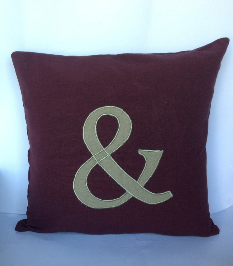 Ampersand Chocolate Brown  Moss Green 16x16 inches monogram pillow- Alphabet cushion cover-customized letter throw pillows