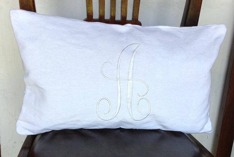 Gifts for her, Monogram wedding embroidered white pillows, Custom lumbar monogram throw pillows 12x20  gift wedding pillows