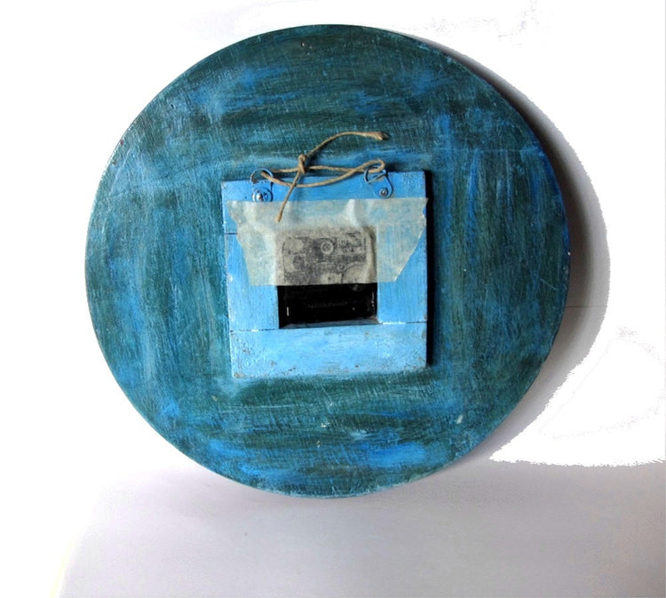 Kids wall clock. Blue wood wall clock. Elephant clock.Electric nursery clock. Upcycled vintage clock.
