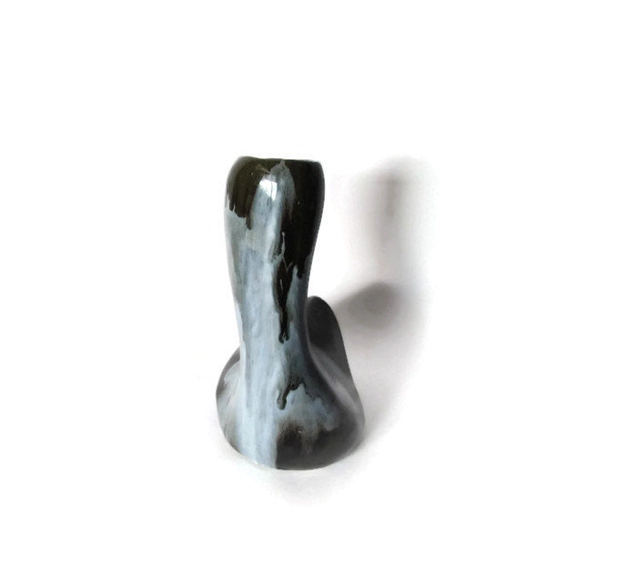 Abstract modern ceramic vase. Small ceramic vase. Grey and green. Vintage.