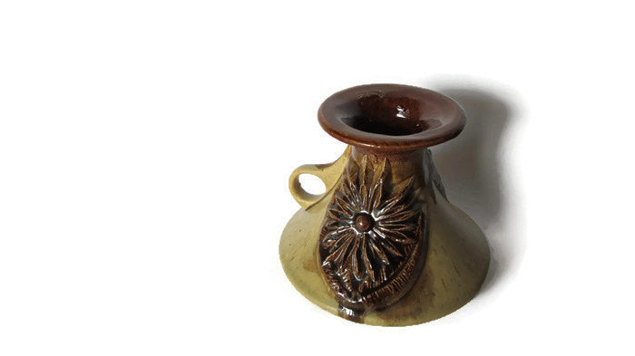 Pottery vase. Mid century pottery. Wheel thrown pottery. Floral vase. Brown vase. Early israeli pottery. Made by Kadan. True vintage.