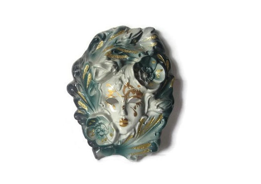 Vintage mask. Venetian mask. Ceramic wall decor. Carnival mask. Italian ceramics. Ceramic wall hanging. Italian porcelain carnival mask.
