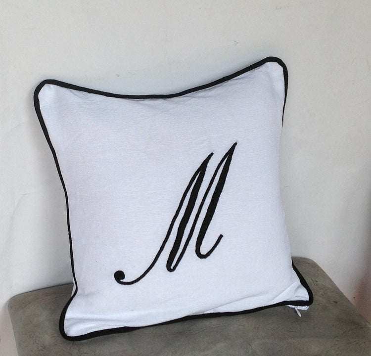 handmade gift ideas for friends, Embroidered monogrammed throw pillow cover-Monogram Embroidered Sofa pillows 22x22 Inches