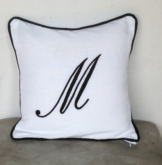 handmade gift ideas for friends, Embroidered monogrammed throw pillow cover-Monogram Embroidered Sofa pillows 22x22 Inches