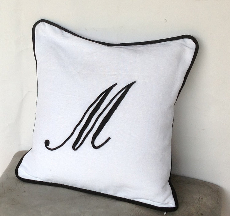 handmade gift ideas for friends, Embroidered monogrammed throw pillow cover-Monogram Embroidered Sofa pillows 22x22 Inches