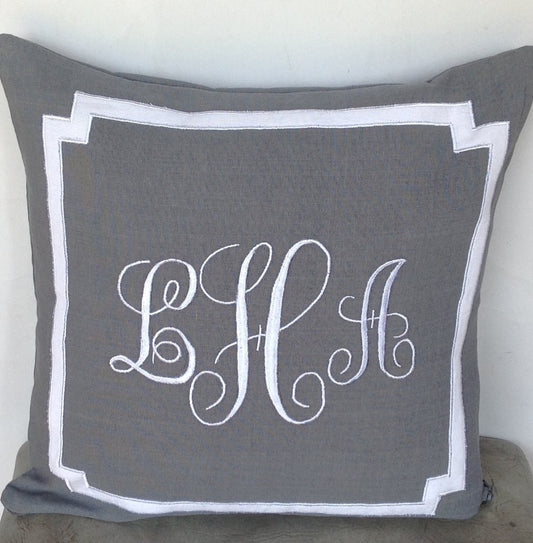 Gray Pillow Covers, Gray Sofa Throw pillows, Monogrammed Gray Pillows, 18x18 inches Decorative Pillow cover