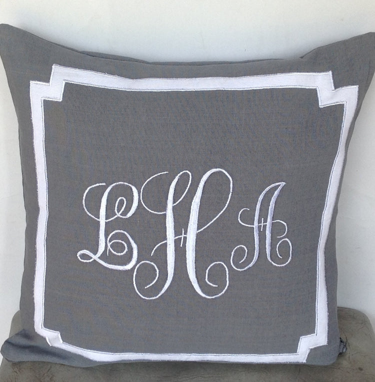 Gray Pillow Covers, Gray Sofa Throw pillows, Monogrammed Gray Pillows, 18x18 inches Decorative Pillow cover