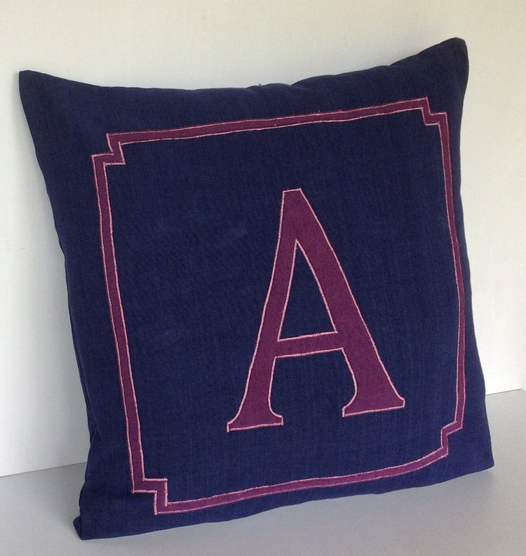 NavyBlue Euro shams, Bedroom Decor Navy,Navy Personalized Monogram Pillow, Decorativ Throw Pillows,26x26 Alphabet pillows