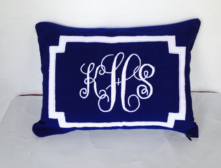 Navy Pillows personalized, Birthday gifts for women friends, Monogram Lumbar Pillows, Anniversary Gift Ideas, 12"x 20 Lumbar Pillows