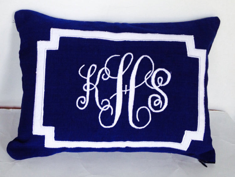 Navy Pillows personalized, Birthday gifts for women friends, Monogram Lumbar Pillows, Anniversary Gift Ideas, 12"x 20 Lumbar Pillows