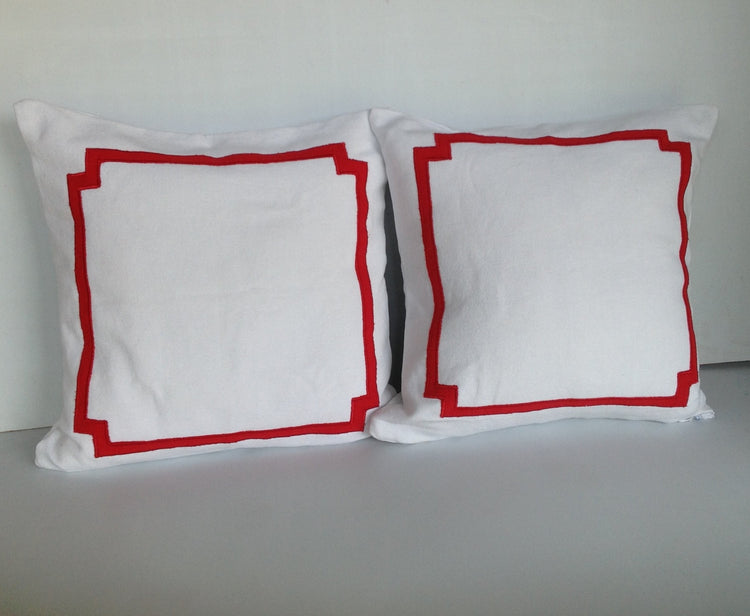 Trim Pillows, Trim Euro Shams, Border 22x22 Pillows, Unique Gift for her,Bedroom decor, Pillows with borders,