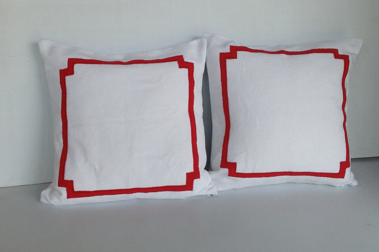 Trim Pillows, Trim Euro Shams, Border 22x22 Pillows, Unique Gift for her,Bedroom decor, Pillows with borders,