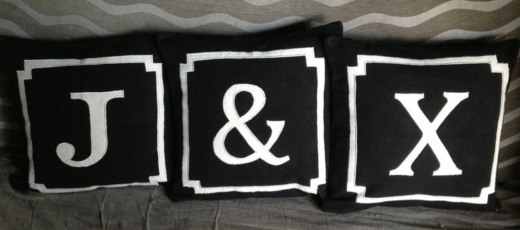 Gift for her, Monogram Pillows, Monogram Throw Pillows, Couple gifts, Black Monogram pillow Covers, Pillow Gifts, 18x18, Dorm Decor