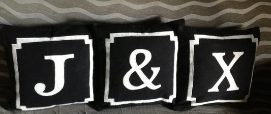 Gift for her, Monogram Pillows, Monogram Throw Pillows, Couple gifts, Black Monogram pillow Covers, Pillow Gifts, 18x18, Dorm Decor