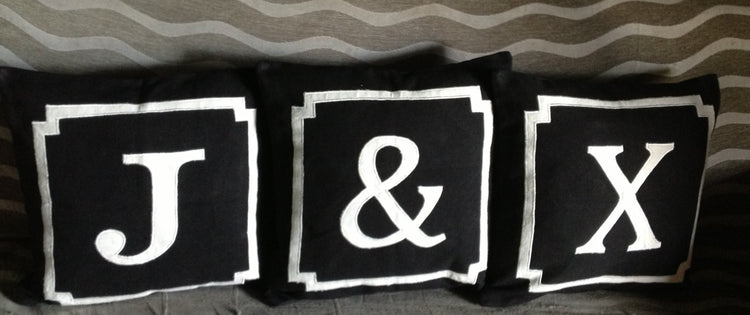 Gift for her, Monogram Pillows, Monogram Throw Pillows, Couple gifts, Black Monogram pillow Covers, Pillow Gifts, 18x18, Dorm Decor