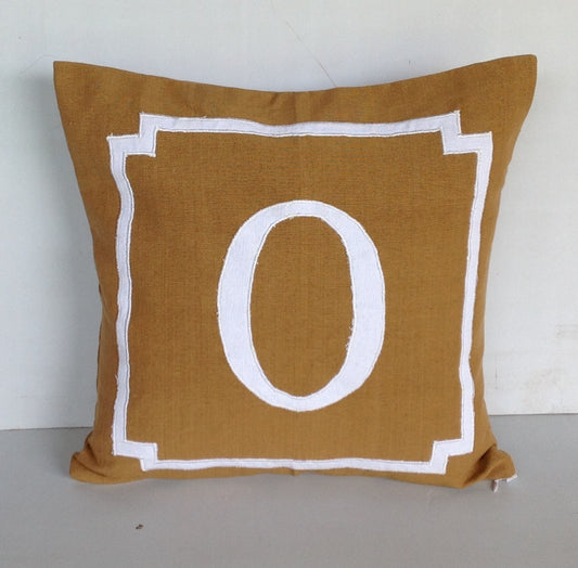 Monogram Throw Pillows, Yellow Monogram Pillow CoverPillows Monogram Throw Pillow Cover, 18 inches Cushion Cover-Dorm Mongram cover