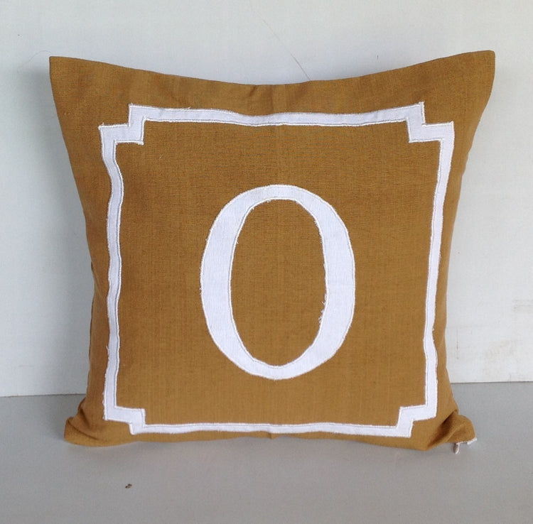 Monogram Throw Pillows, Yellow Monogram Pillow CoverPillows Monogram Throw Pillow Cover, 18 inches Cushion Cover-Dorm Mongram cover