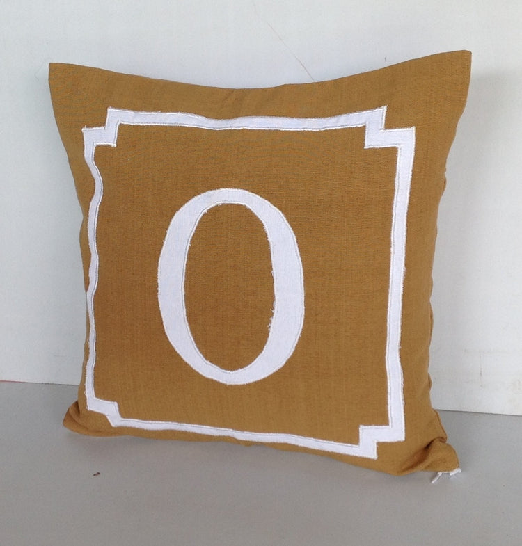 Monogram Throw Pillows, Yellow Monogram Pillow CoverPillows Monogram Throw Pillow Cover, 18 inches Cushion Cover-Dorm Mongram cover