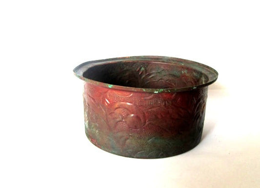 Farmhouse decor. Vintage planter. Farmhouse chic decor. Verdigris. Rustic planter. Metal planter. Rustic copper. Outdoor planter.