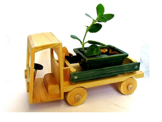 Plant holder. Plant stand. Gardening gift. Wood truck. Pick up truck. Natural wood plant stand. Gardner's pick up truck plant holder.