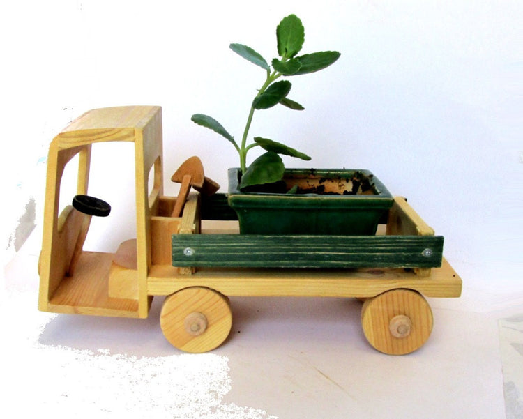 Plant holder. Plant stand. Gardening gift. Wood truck. Pick up truck. Natural wood plant stand. Gardner's pick up truck plant holder.