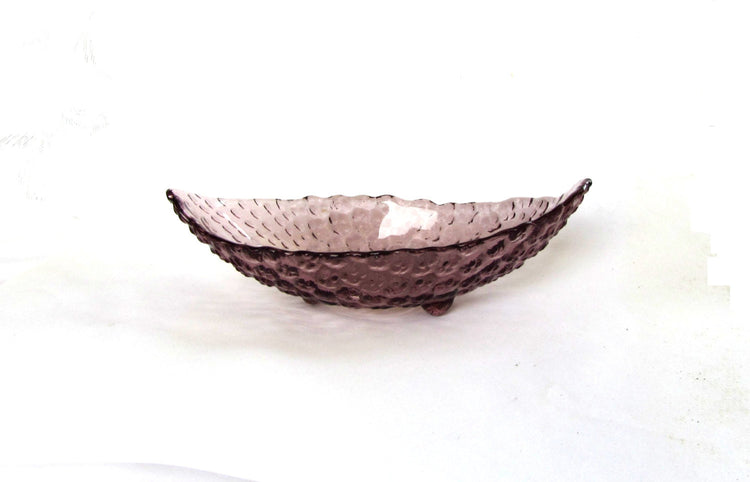 Small bowl. Candy dish. Trinket dish. Textured glass footed bowl. Purple bowl. Small purple footed glass bowl. Vintage.