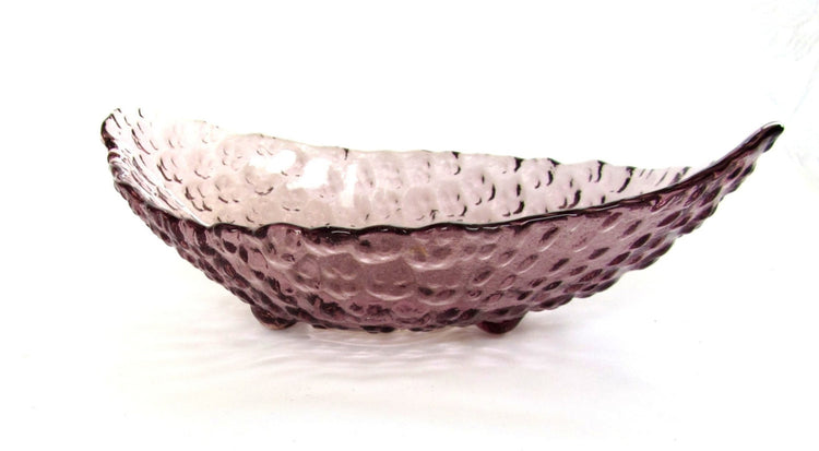Small bowl. Candy dish. Trinket dish. Textured glass footed bowl. Purple bowl. Small purple footed glass bowl. Vintage.