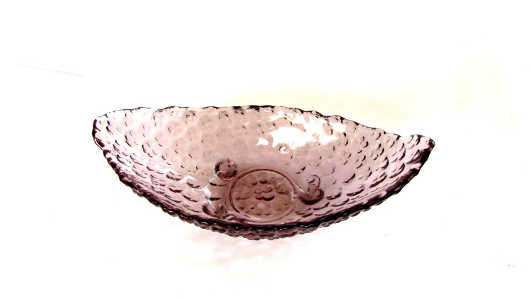 Small bowl. Candy dish. Trinket dish. Textured glass footed bowl. Purple bowl. Small purple footed glass bowl. Vintage.