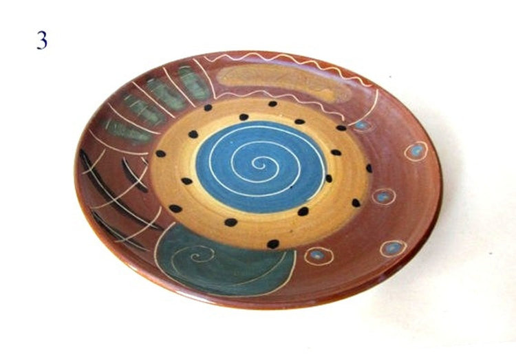 Pottery handmade. Decorative plates. Ceramic plates. Pottery plates. Ceramic trinket dish. Farmhouse pottery. Trinket plates. Blue and brown