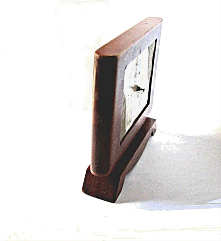 Vintage clock. Holiday gift ideas. Wood clock. Wooden clock. Old clock. Desk clock. Mid century clock. Brown table clock. Working.