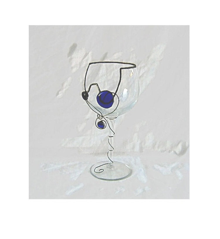Wine glass decor. Trinket dish. Wine goblet. Wine cup. Chalice. Glass trinket dish. Recycled wine glass. Stained glass technique.