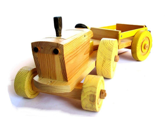 Wood toy. Tractor. Toy tractor with a cart. Wooden toy for kids. Boys holiday gift. Solid wood toy. Holiday gift ideas.