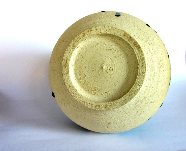 Bud vase. Rustic pottery. Ceramic bud vase. Pottery jug. Blue pottery vase. Farmhouse style. Wheel thrown pottery. Ball vase with handle.