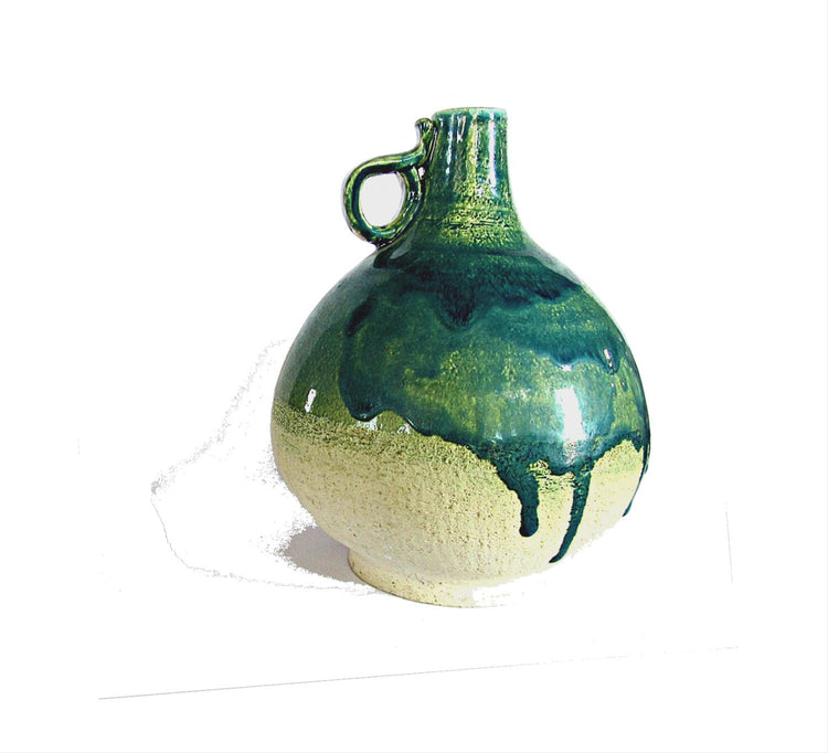 Bud vase. Rustic pottery. Ceramic bud vase. Pottery jug. Blue pottery vase. Farmhouse style. Wheel thrown pottery. Ball vase with handle.
