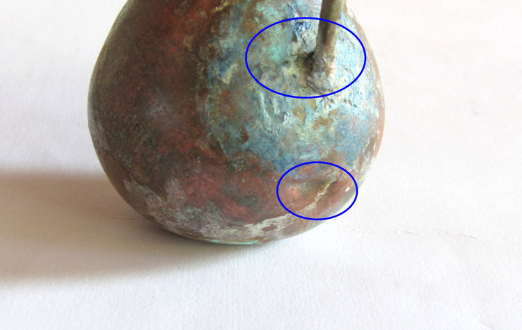 Vintage pitcher. Small vase. Bud vase. Rustic vase. Copper patina. Small pitcher. Metal vase. Copper vase. Long neck copper vase with patina