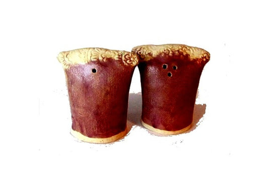 Salt and pepper. Ceramic set. Pottery set. Salt and pepper set. Ceramic tableware. Salt shaker. Pepper shaker. Handmade brown purple shakers