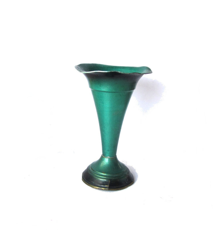 Vintage vase. Mid century vase. Green vase. Small vase. Bud vase. Hand painted vase. Made in Israel. True vintage. Dancing girl.