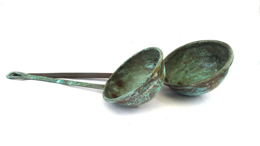Kitchen decor rustic. Kitchen utensils. Country kitchen decor. Copper kitchen. Verdigris. Utensils decor. Copper kitchen decor. Ladles.