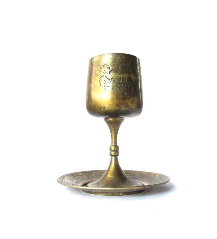 Jewish gift. Shabbat. kiddush. Goblet with saucer. Brass goblet. Kiddush cup. Judaica decor. Jewish israel. Judaica israel. Hebrew.